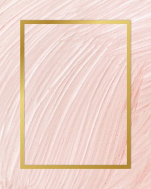 Altın dikdörtgen çerçevesi üzerinde bir pastel pembe fırça inme desenli arka plan