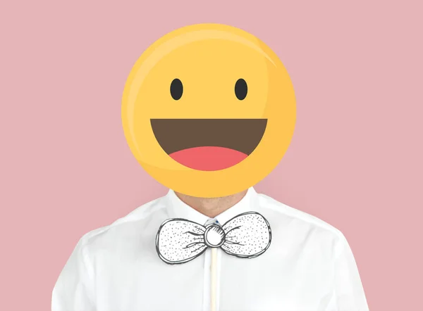 Happy Face Emoji Portrait Man — Stock Photo, Image