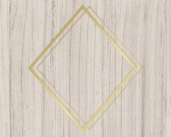 Ahşap Arka Planda Altın Rhombus Çerçevesi — Stok fotoğraf