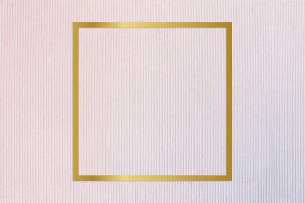 Χρυσό Τετράγωνο Πλαίσιο Ένα Ροζ Φόντο Μπλε Ύφασμα — Φωτογραφία Αρχείου