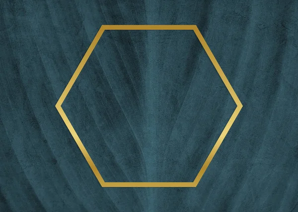 葉のテクスチャに金色の六角形のフレーム — ストック写真