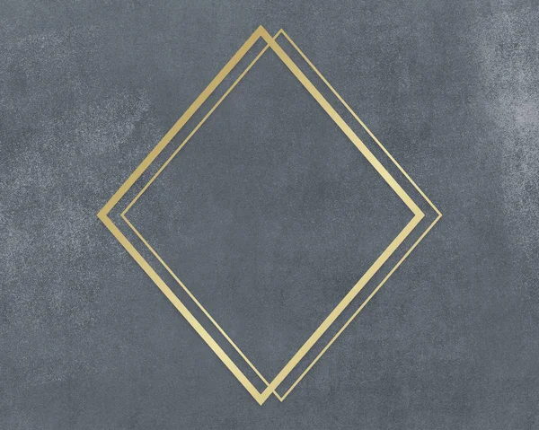 灰色のコンクリートの質感の背景イラスト上の金菱形のフレーム — ストック写真