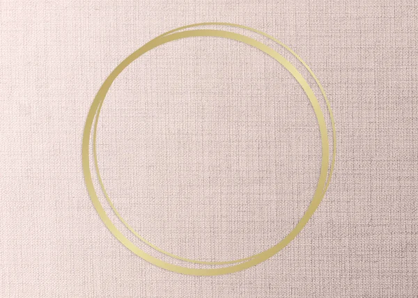 Золотая Круглая Рамка Рисунке Персиковой Ткани — стоковое фото