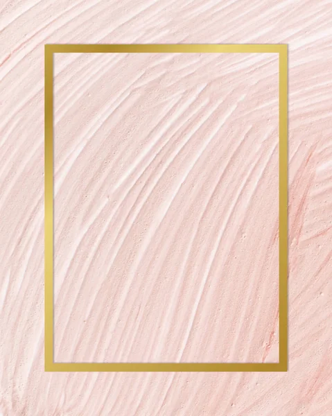Cornice Rettangolare Oro Pennello Rosa Pastello Tratto Sfondo Fantasia — Foto Stock