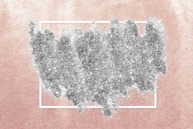 Grunge pembe arka planda beyaz çerçeve ile gümüş Glitter