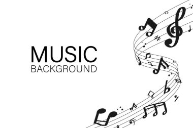 Beyaz arka plan vektör üzerine siyah akan müzik notlar