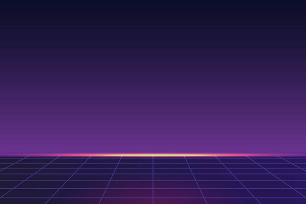 Retro neon landscape background vector