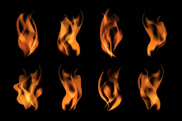 オレンジ燃える炎の要素ベクトルコレクション — ストックベクタ