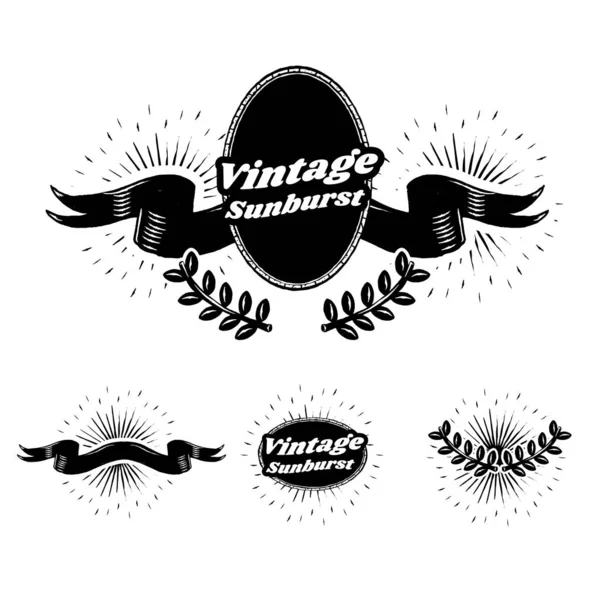 Collezione Vettoriali Banner Vintage Sunburst Della Vecchia Scuola — Vettoriale Stock