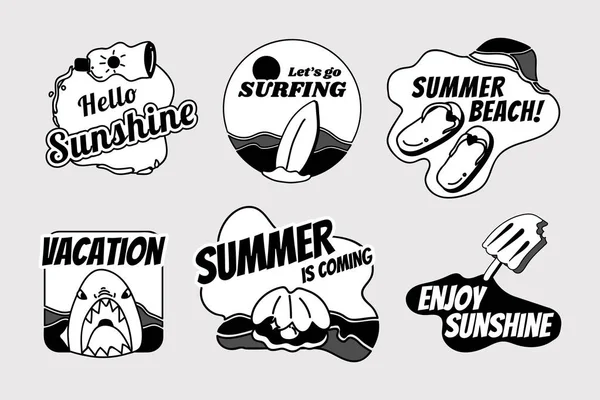 Tropikal yaz rozet koleksiyonu vektörel çizimler