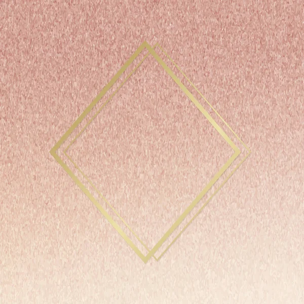 ローズゴールドの背景ベクトル上の金菱形のフレーム — ストックベクタ
