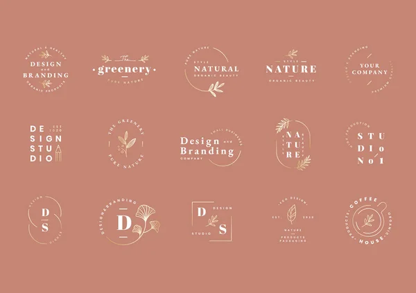 Merek Floral Dan Koleksi Desain Logo Vektor - Stok Vektor