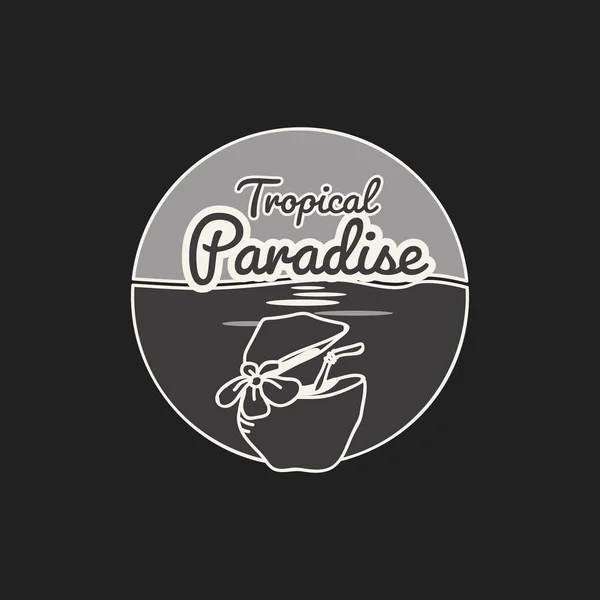 Paradis Tropical Avec Vecteur Insigne Noix Coco — Image vectorielle