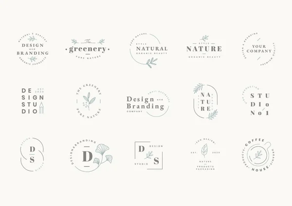 花のブランドとロゴのデザインベクトルコレクション — ストックベクタ