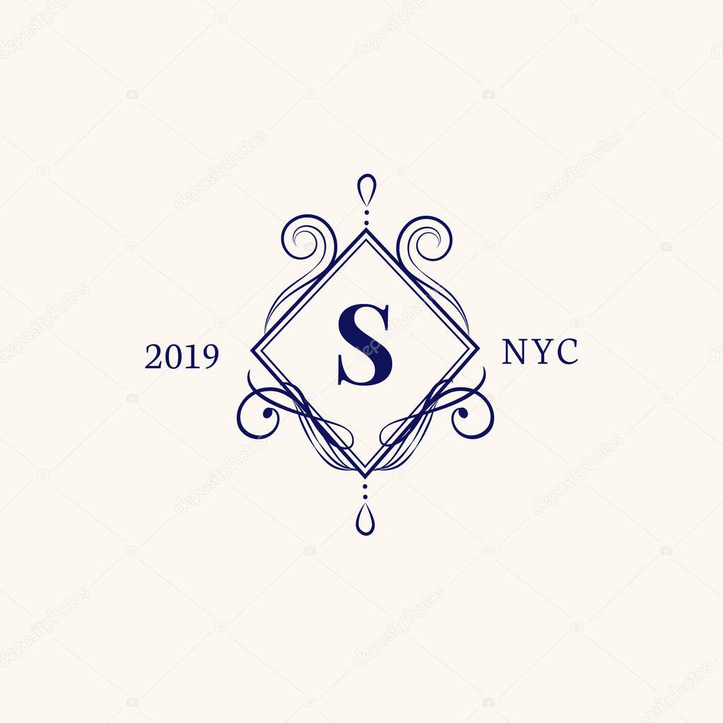 Vintage style baroque badge vector
