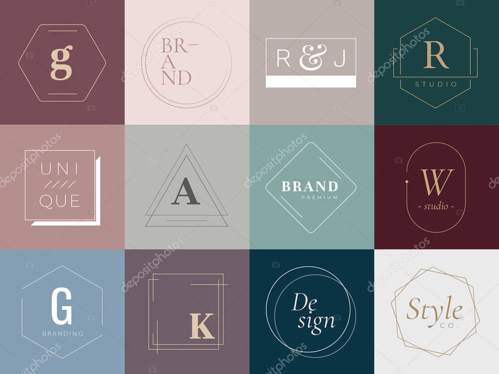 Earth tone badge vector collection