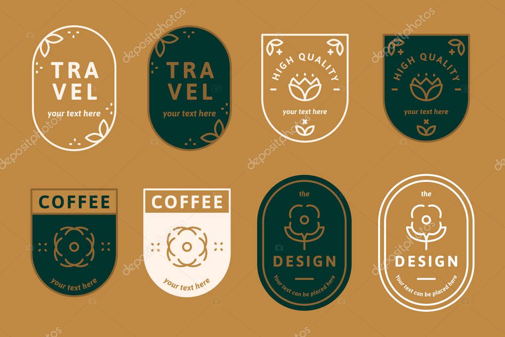 Geometric shaped badge collection vector