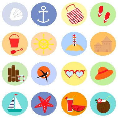 seyahat ve yaz plaj Icon set