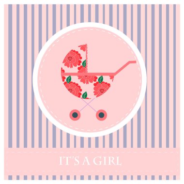 Yeni doğan bebek için tebrik kartı. Bu bir kız s.