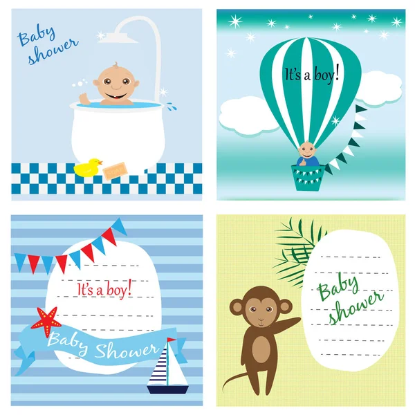 Bebek Hediyeleri Partisi Davetiyesi, tebrik kartları, poster, şablon kümesi. Vektör çizimler