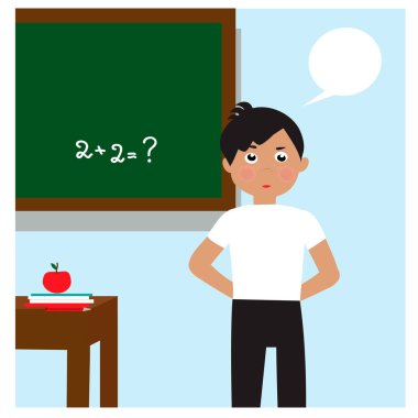 Öğrenci yazı tahtası don t yakınındaki cevabı biliyorum. EPS 10.