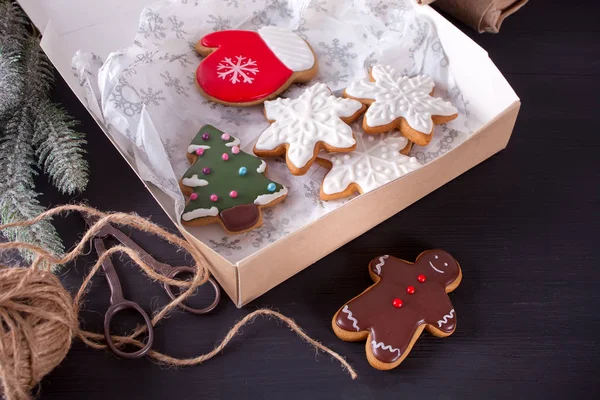 Homemade Christmas Cookies Box — Stock Photo, Image