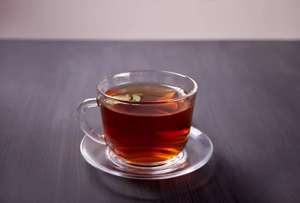 Taza Caliente Sobre Fondo Madera — Foto de Stock