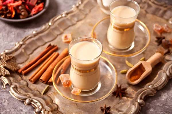 Masala Tea Chai Milk Spices — Stock Photo, Image