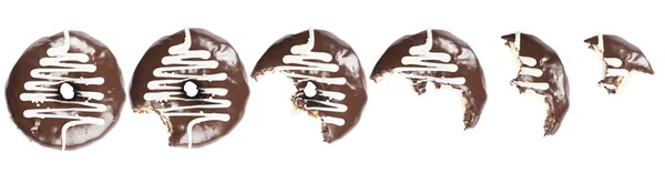 Ciambella Glassata Cioccolato Sfondo Bianco Immagine Alta Risoluzione Industria Alimentare — Foto Stock