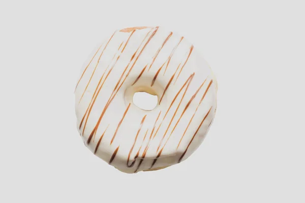 Weiße Schokolade Glasiert Donut Auf Weißem Hintergrund Hochauflösendes Bild Für — Stockfoto