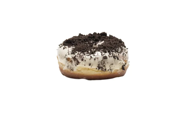 Donut Glaseado Chocolate Blanco Con Espolvorear Chocolate Parte Superior Sobre — Foto de Stock