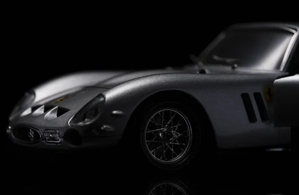 Silver Ferrari 250 Gto Svart Bakgrund Högupplöst Bild För Fordonsindustrin — Stockfoto