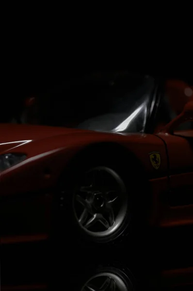 Piros Ferrari F50 Fekete Háttér Nagy Felbontású Kép Autóipar Számára — Stock Fotó