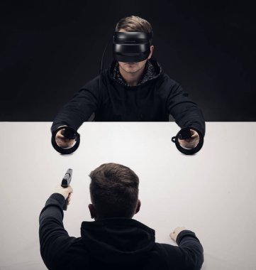 VR sanal reallity kavramı. Eğlence ve sağlık sektörü için yüksek çözünürlüklü görüntü.