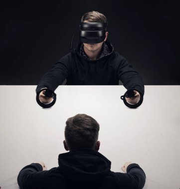 VR sanal reallity kavramı. Eğlence ve sağlık sektörü için yüksek çözünürlüklü görüntü.