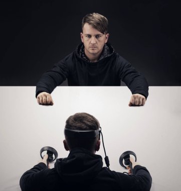VR sanal reallity kavramı. Eğlence ve sağlık sektörü için yüksek çözünürlüklü görüntü.