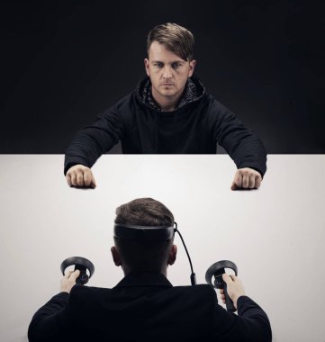 VR sanal reallity kavramı. Eğlence ve sağlık sektörü için yüksek çözünürlüklü görüntü.
