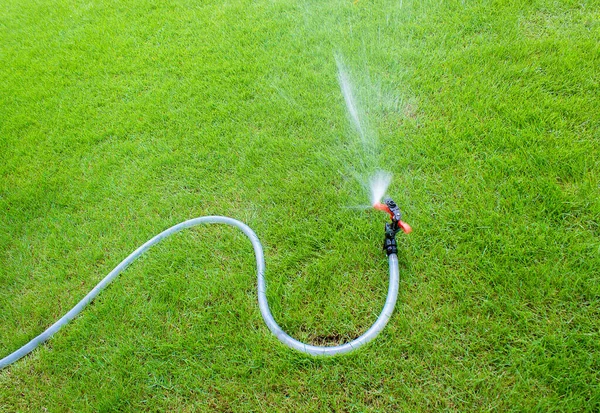 Sprinkler Vattning Trädgården Gräsmattan — Stockfoto