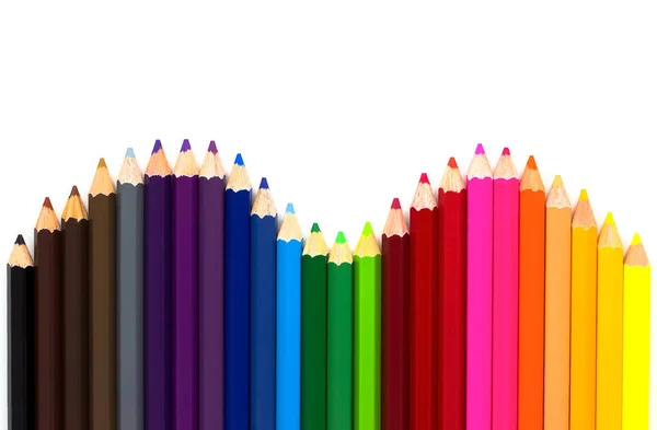 Crayons Couleur Isolés Sur Fond Blanc Avec Espace Copie Gros — Photo
