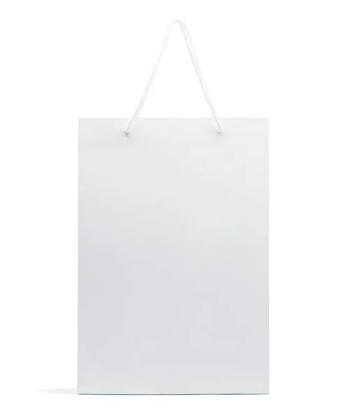 Sacchetto Carta Bianca Isolato Sfondo Bianco Con Percorso Ritaglio Shopping — Foto Stock