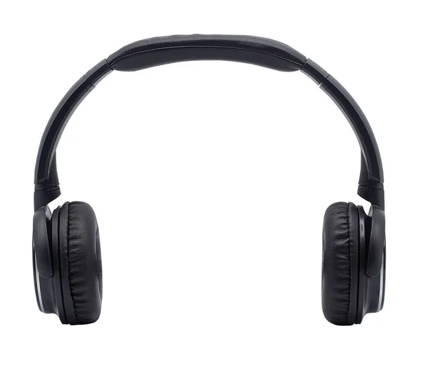 Black Bluetooth Headphone Isolated White Background Clipping Path Image Closeup — Stock Photo, Image