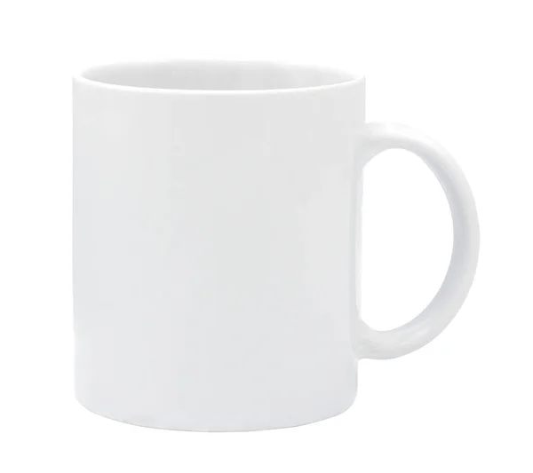 Beyaz seramik kupa kırpma yolu ile beyaz arkaplan izole