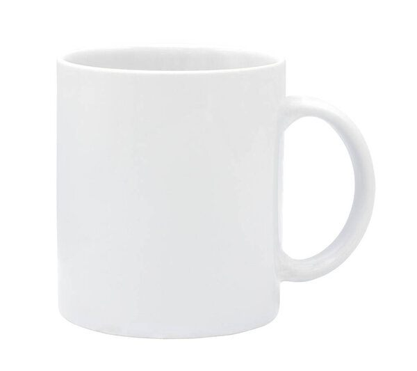 White ceramic mug isolated on white background with clipping path