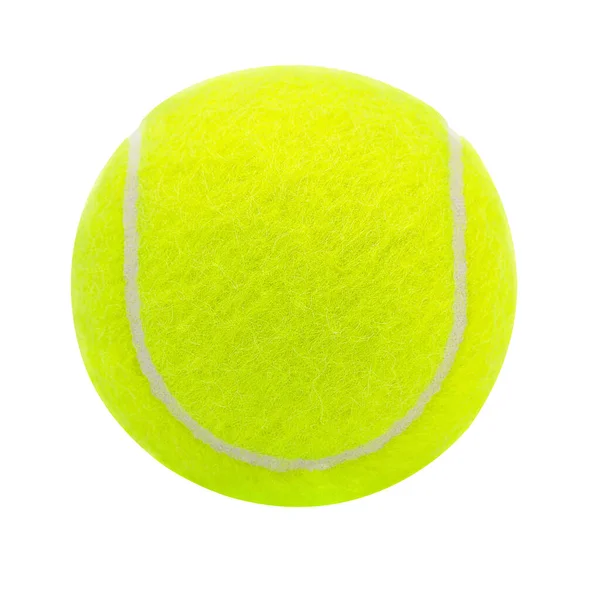 Tennisboll Isolerad Vit Bakgrund Med Klippbana Närbild — Stockfoto