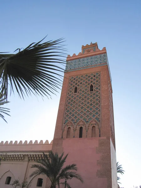 Torre Della Moschea Pietra Marrakech — Foto Stock