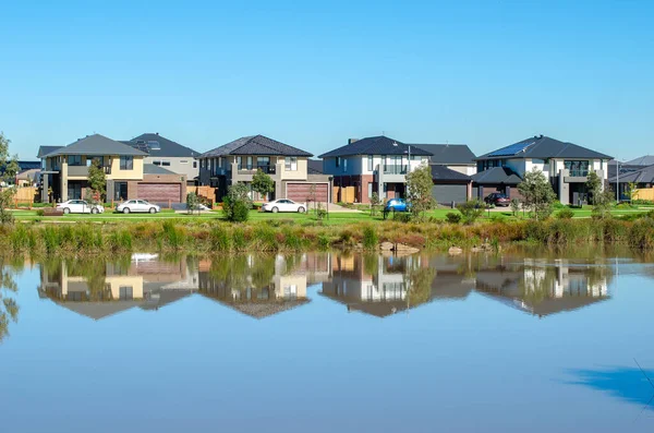 Residential Neighborhood Street Some Two Story Suburban Houses Waterfront Werribee — Stock Photo, Image