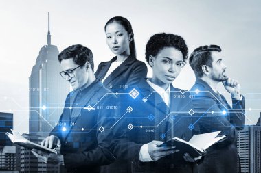 Ticarette muazzam bir büyüme elde etmek için iş dünyasındaki bir grup iş arkadaşı teknoloji üzerinde çalışıyor. İşlemleri yürütmek için dünya çapında bir süreç. Kuala Lumpur üzerinde teknik hologram simgeleri