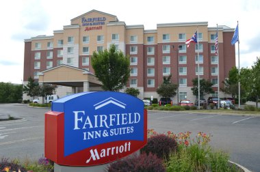 Columbus, Ohio-ABD 14 Temmuz 2019: Fairfield by Marriott, Marriott tarafından dünya çapında 800 Fairfield Inn oteli için açılan ucuz, ekonomik bir otel zinciri.. 