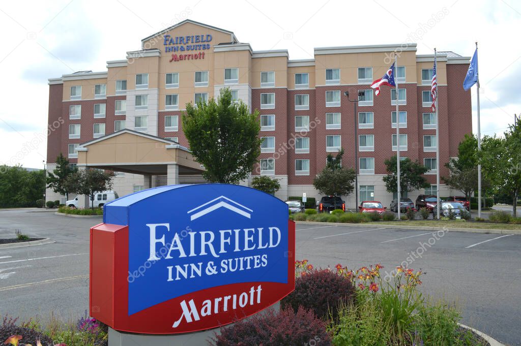 Columbus,Ohio-USA July 14,2019: Fairfield by Marriott is a low-cost, economy chain of hotels that are franchised by Marriott ... a total of 800 Fairfield Inn hotels worldwide.