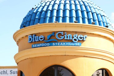 Mirimar, FL-USA 11 Mayıs 2019: Miramar, Florida 'daki Blue Ginger Deniz Ürünleri Et Lokantası Japon Hibachi Teppanyaki Et Lokantası' dır.. 